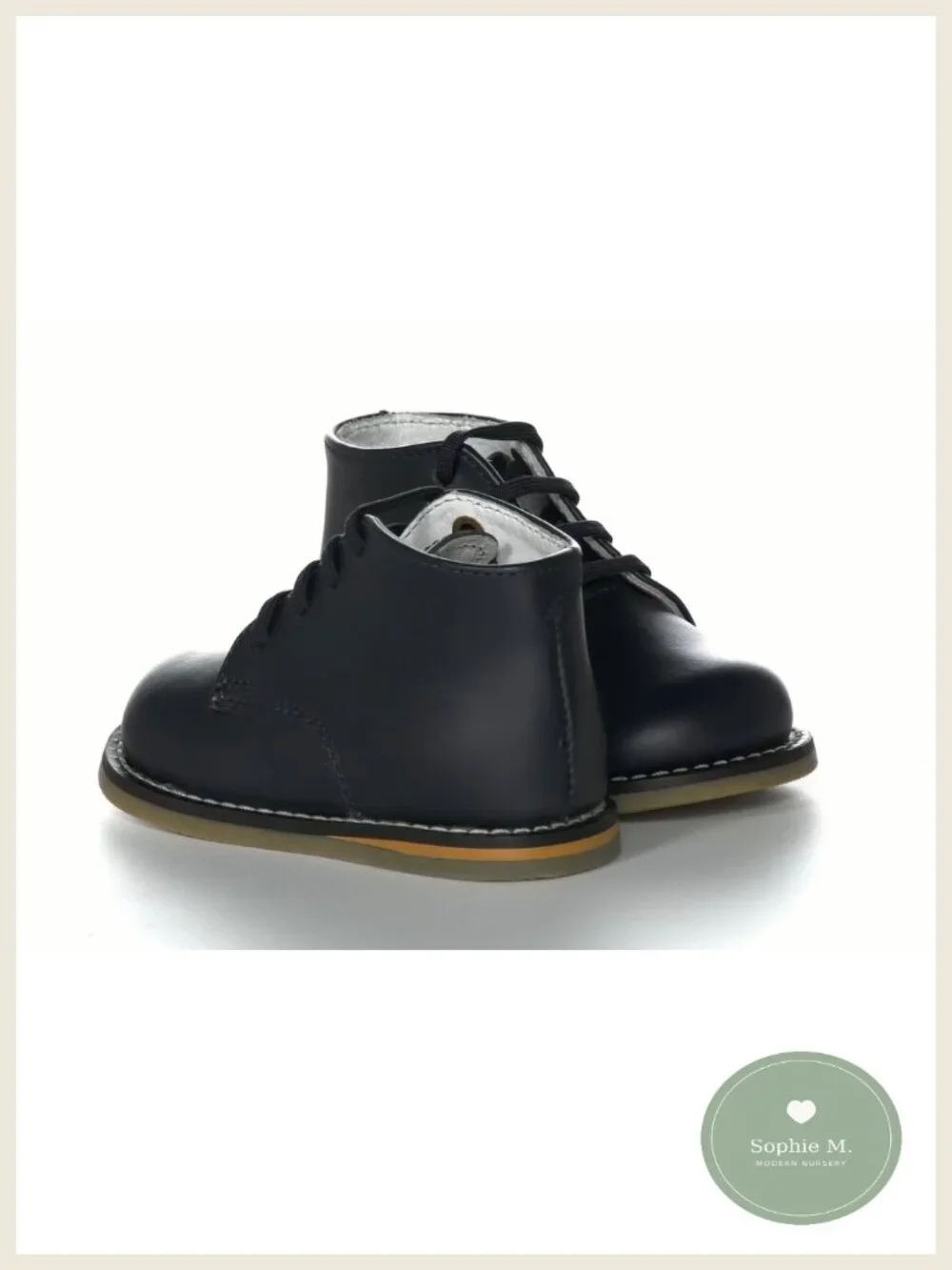 Baby Boy Lace-Up Booties Faux Leather Hard Sole First Walker Shoes
